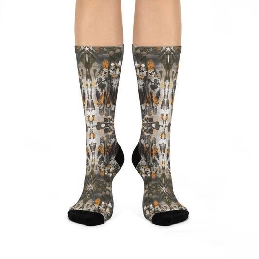 Cushioned Crew Sock with Brown & Orange
