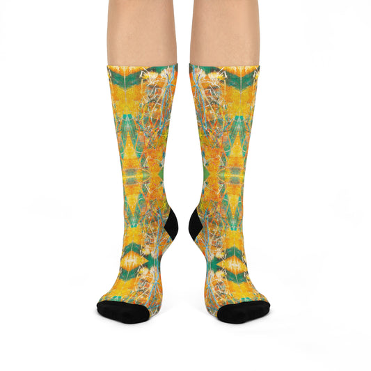 Sunlit Meadow Socks – Golden-Green Whimsy