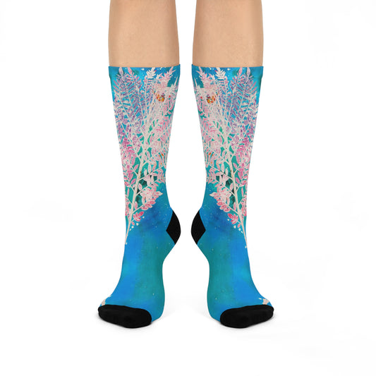 Electric Blue Floral Socks